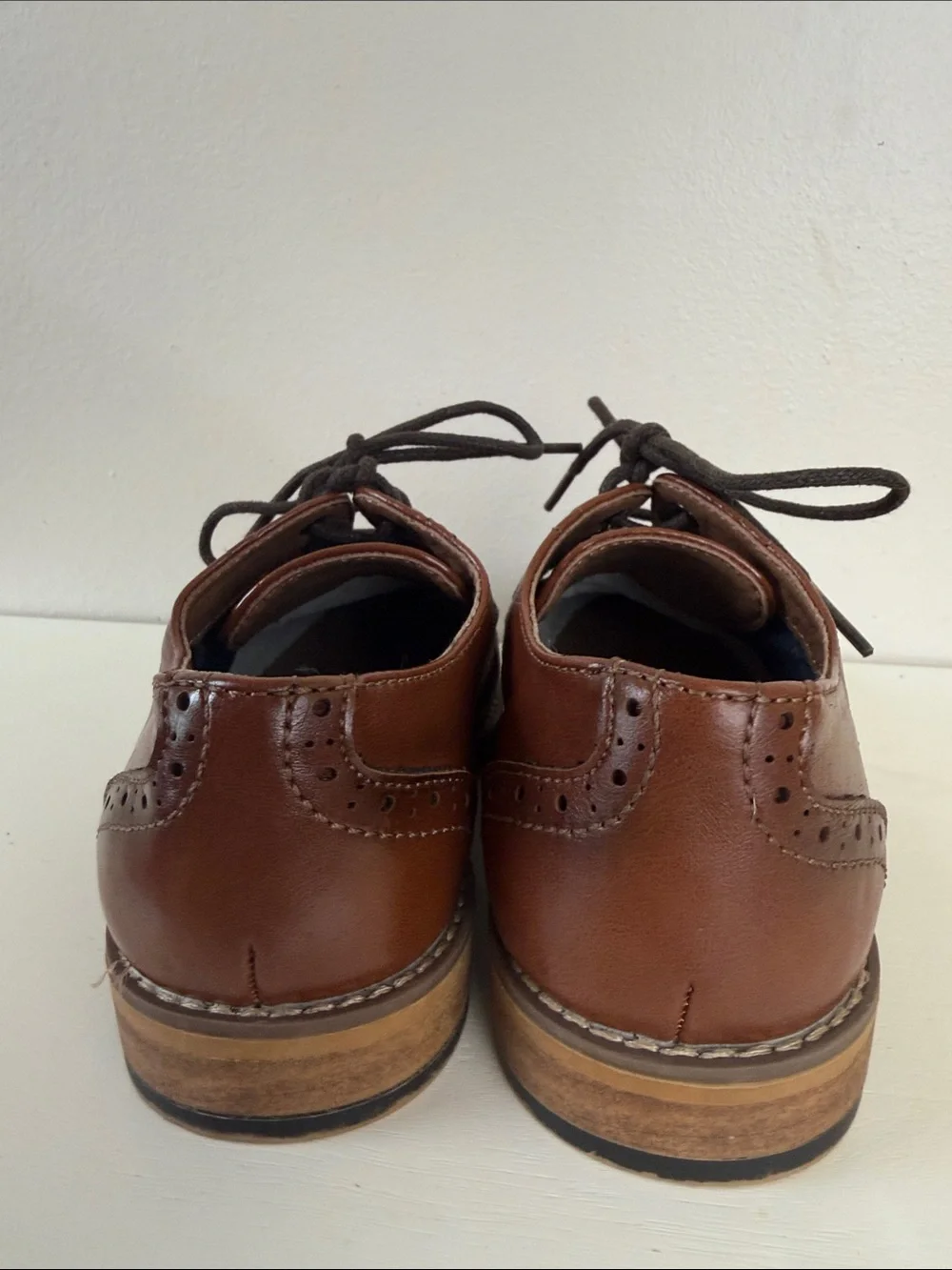 (S-2425) Ashford Hayes Tan Leather Cap-Toe Derby Shoes, Size: 13